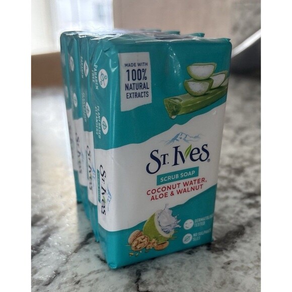 St. Ives' Scrub Bar Soap with Coconut Water, Aloe, and Walnut (4 Packs) - Picture 2 of 4